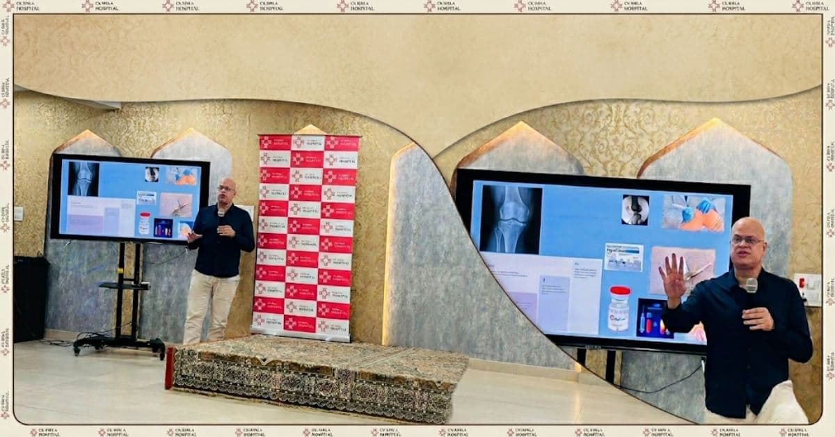 Dr. Ramkinkar Jha speaking at CK Birla Hospital's Orthopaedics Meet & Greet